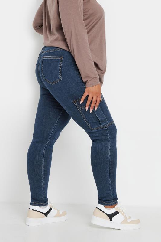 YOURS Plus Size Indigo Blue Cargo Pocket Jeggings | Yours Clothing 4