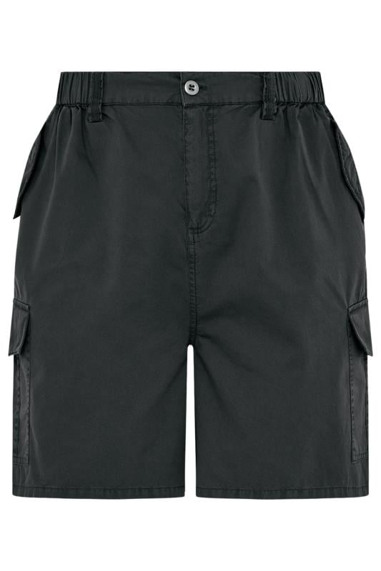 YOURS Plus Size Black Cotton Cargo Shorts | Yours Clothing 5