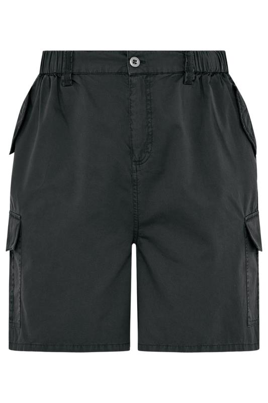 YOURS Plus Size Black Cotton Cargo Shorts | Yours Clothing 5