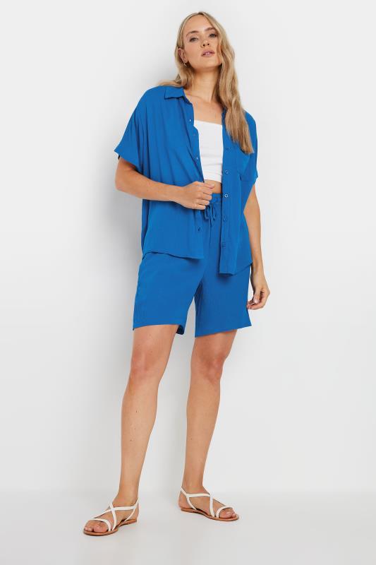 LTS Tall Women's Blue Crinkle Short Sleeve Shirt | Long Tall Sally  3