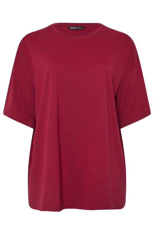 YOURS Plus Size Wine Red Relaxed Longline T-Shirt | Yours Clothing 5