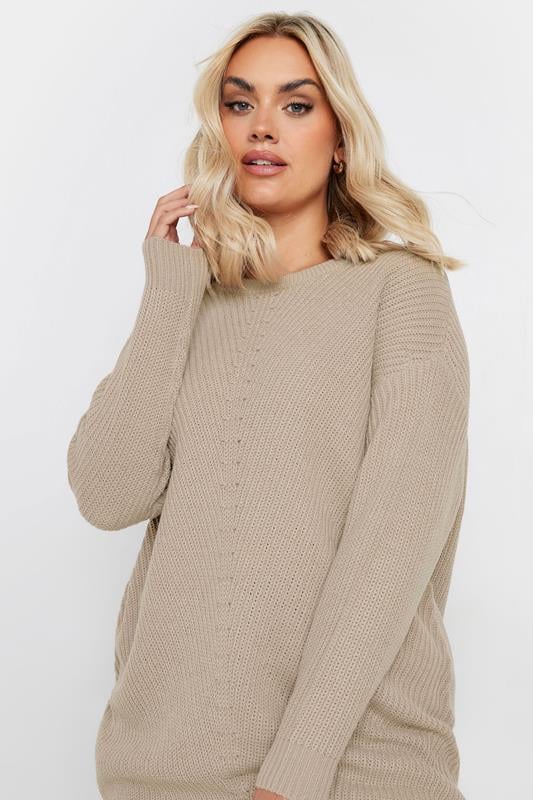 YOURS Plus Size Natural Brown Essential Knitted Jumper | Yours Clothing 4