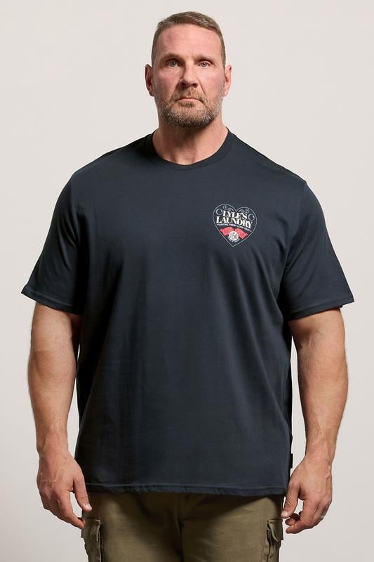  LYLE & SCOTT Big & Tall Navy Blue Laundry Graphic T-Shirt