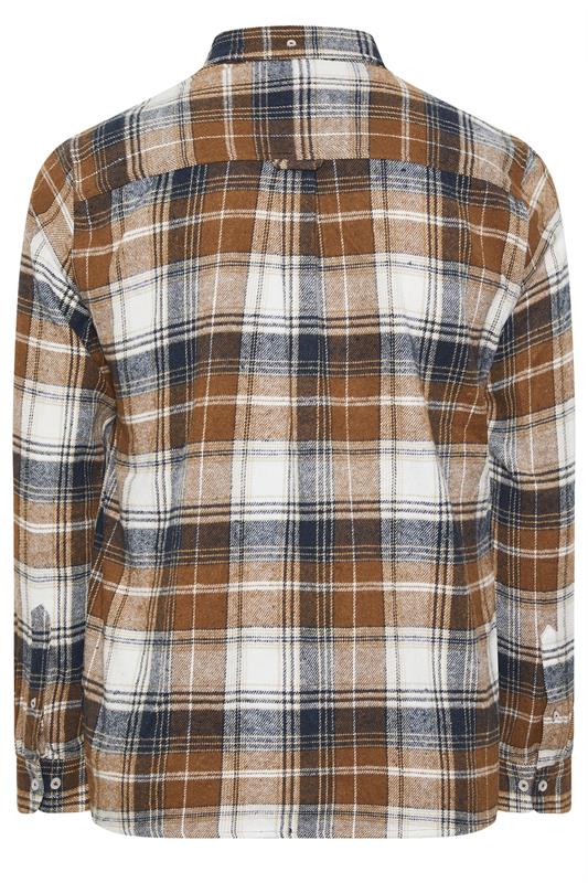 BadRhino Big & Tall Tan Brown & Navy Blue Brushed Checked Shirt | BadRhino 8