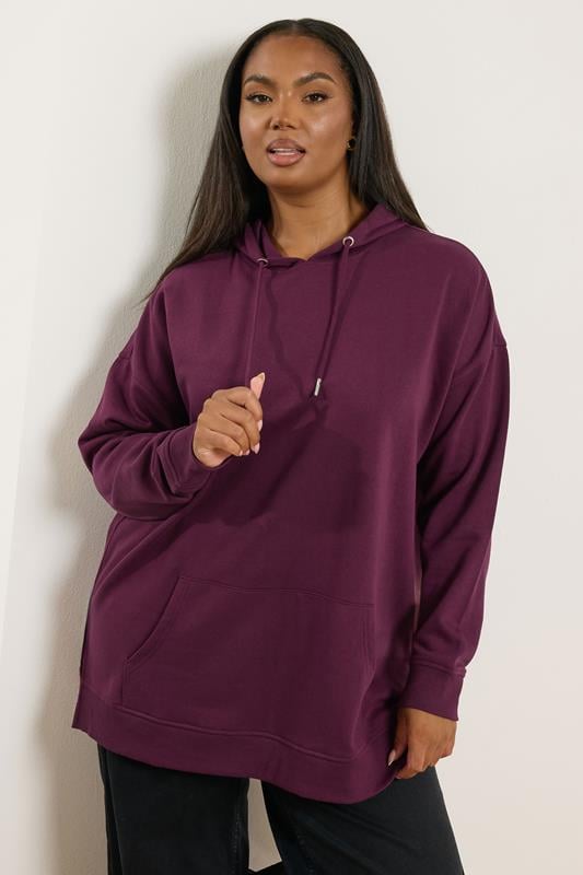 Plus Size  YOURS Curve Burgundy Red Hoodie