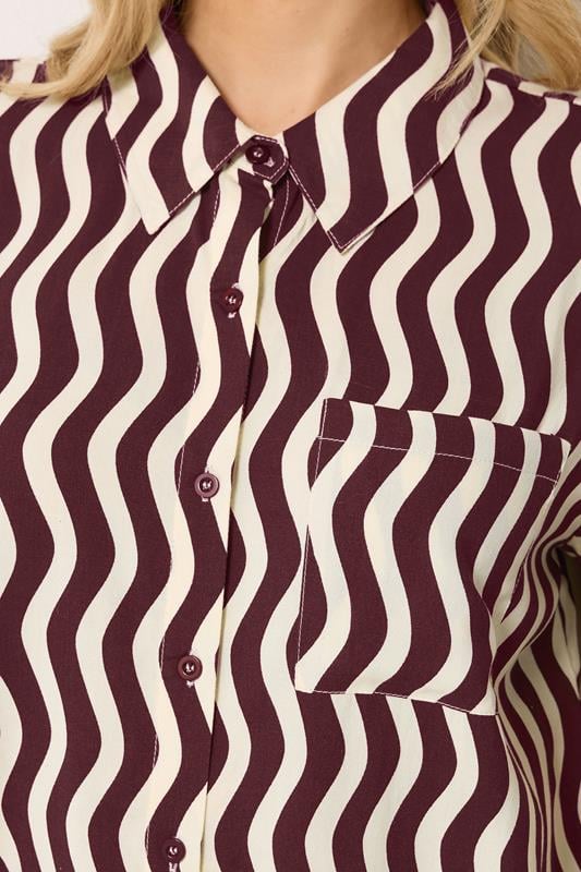 LTS Tall Women's Burgundy Red Wavy Print Shirt | Long Tall Sally 5