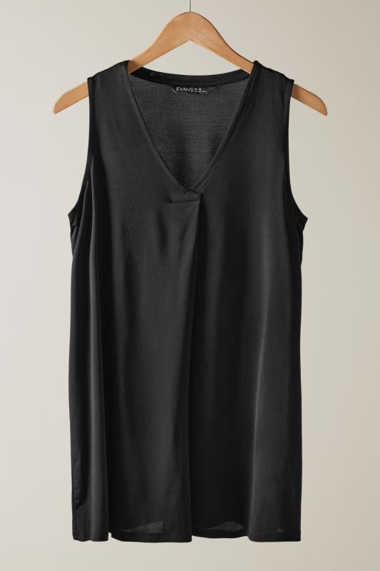 EVANS Plus Size Black Pleat Front Vest Top | Evans 5