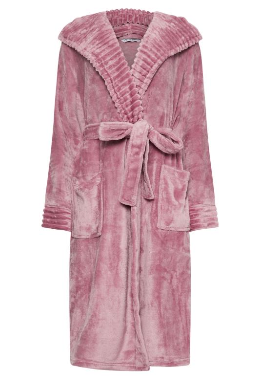 M&Co Pink Ribbed Trim Hooded Dressing Gown | M&Co 6