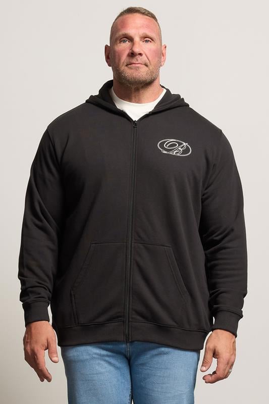 BadRhino Big & Tall Black Zip Up Worldwide Hoodie