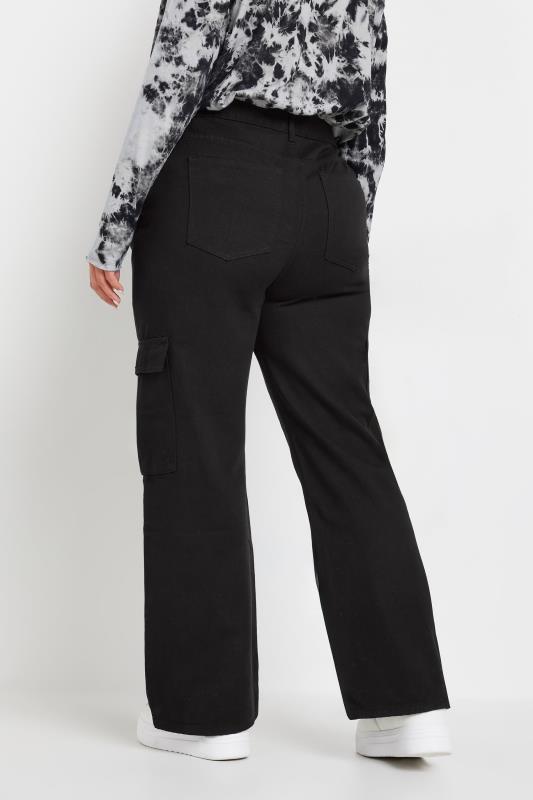 YOURS Plus Size Black Straight Leg Cargo Jeans | Yours Clothing  3