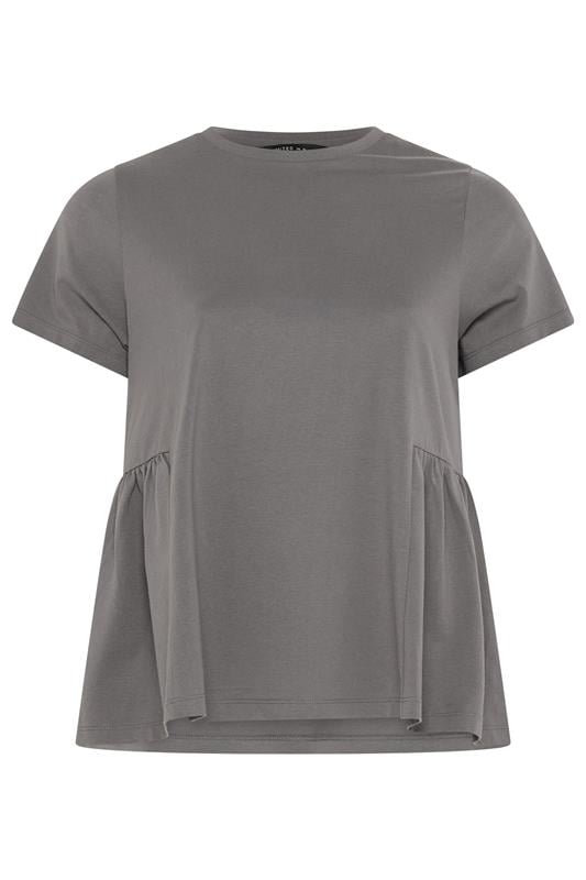LIMITED COLLECTION Plus Size Grey Peplum Side Detail T-Shirt | Yours Clothing 5