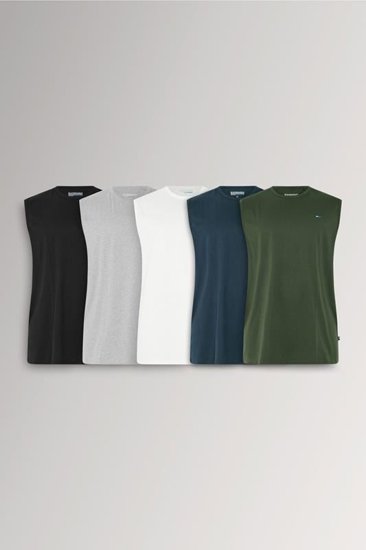 BadRhino Big & Tall Black/White/Navy/Khaki/Grey 5 Pack Muscle Vest