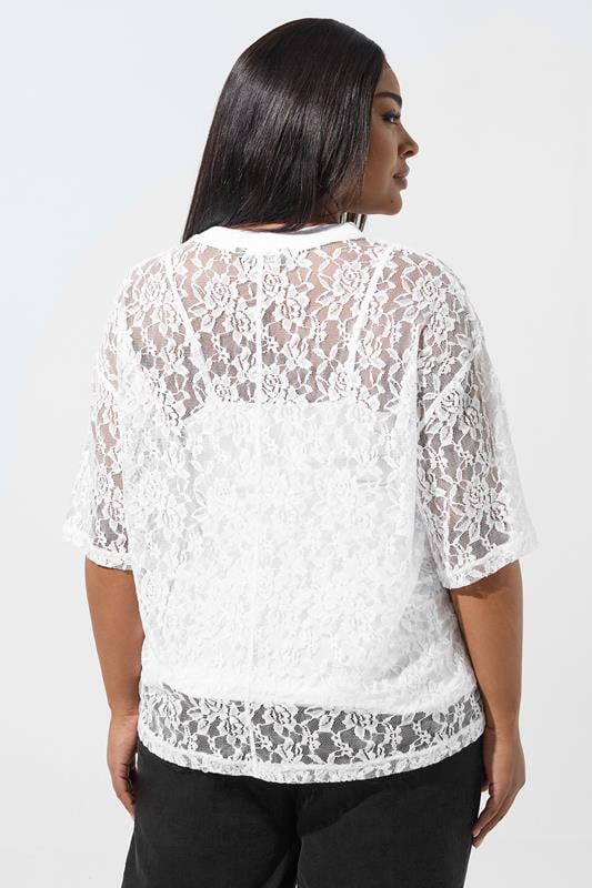 LIMITED COLLECTION Plus Size White Lace T-Shirt | Yours Clothing 2