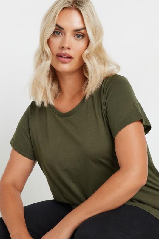 YOURS Plus Size 3 PACK Natural Brown & Green Core T-Shirts | Yours Clothing 7