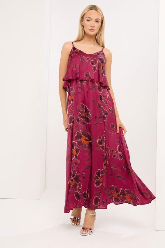STAR Red Floral Satin Maxi Dress | StarByJM 1