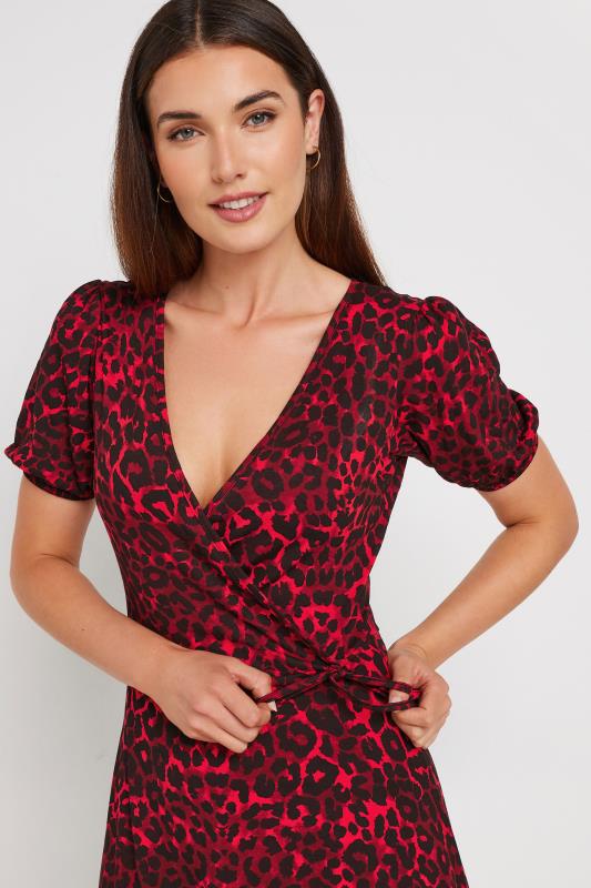 LTS Tall Women's Red Leopard Print Wrap Midi Dress | Long Tall Sally 4