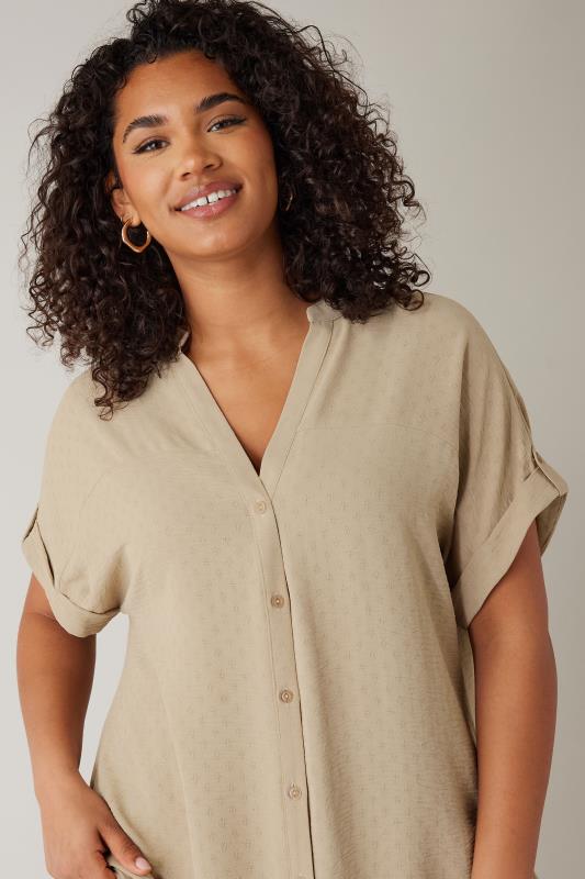 EVANS Plus Size Natural Brown Short Sleeve Blouse | Evans 4