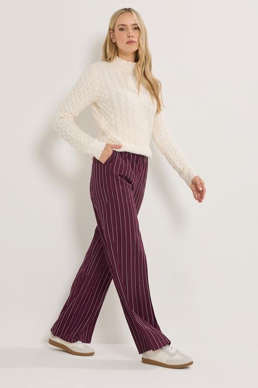  LTS Tall Burgundy Red Striped Wide Leg Trousers