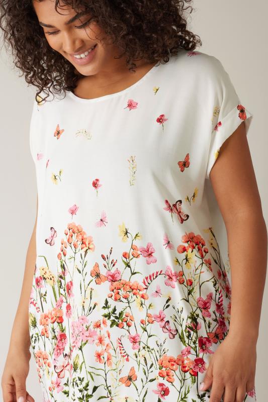 EVANS Plus Size White Floral Print Blouse | Evans 4