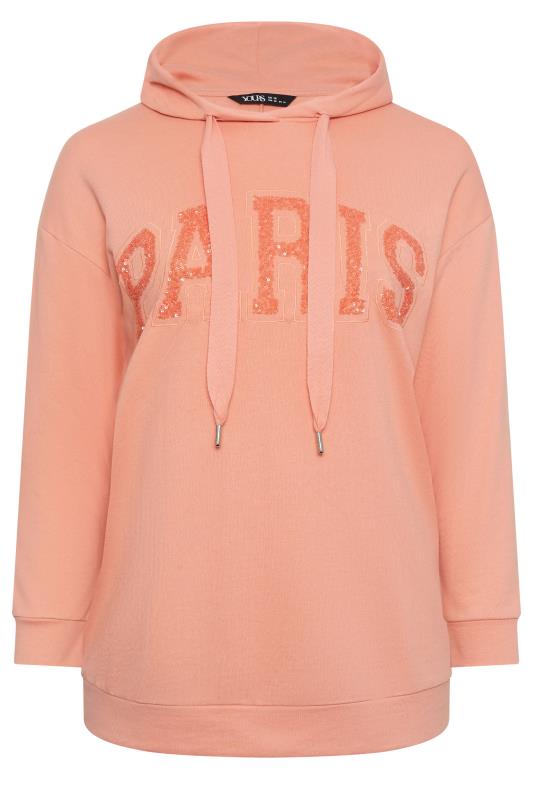 YOURS Plus Size Pink 'Paris' Sequin Embellished Hoodie  5