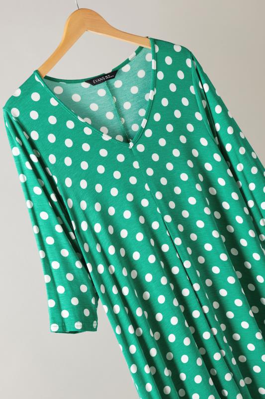 EVANS Plus Size Green Polka Dot Hanky Hem Top | Evans 7