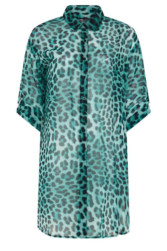 YOURS Plus Size Blue Leopard Print Cover Up | Yours Clothing 5