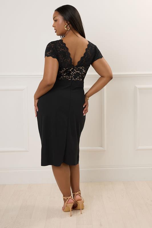 YOURS LONDON Plus Size Black Lace Midi Dress | Yours Clothing 3