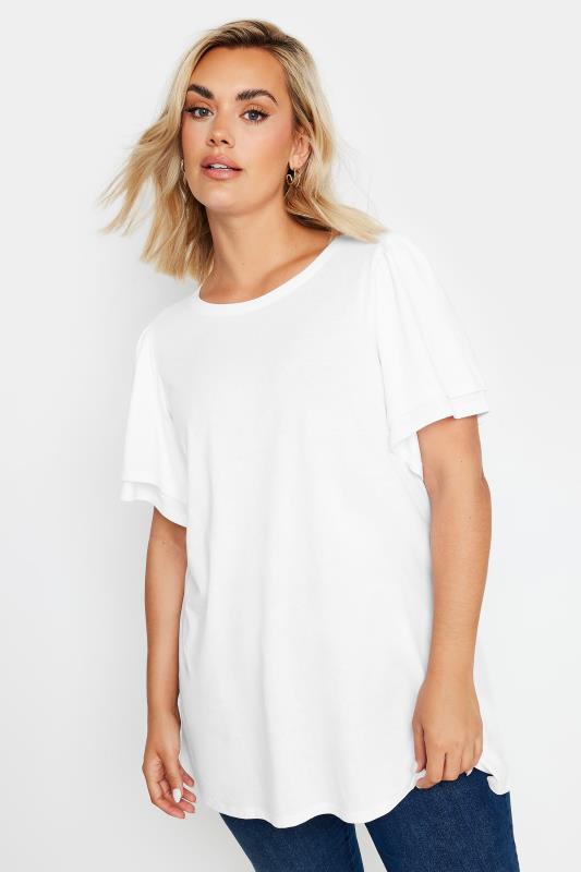 YOURS Plus Size White Double Angel Sleeve T-Shirt | Yours Clothing  2