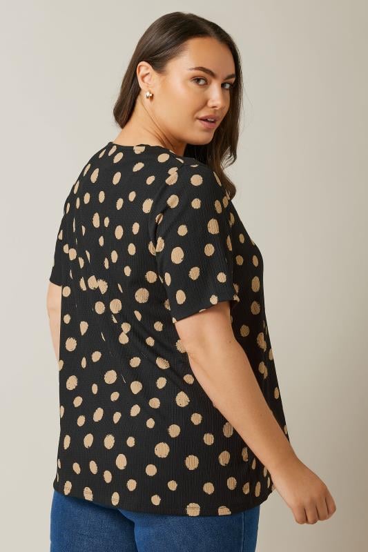 EVANS Plus Size Black Crepe Spot Print Top | Evans 4