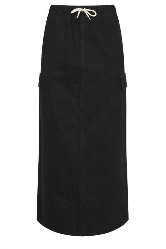 LTS Tall Black Wash Cargo Denim Maxi Skirt | Long Tall Sally 6