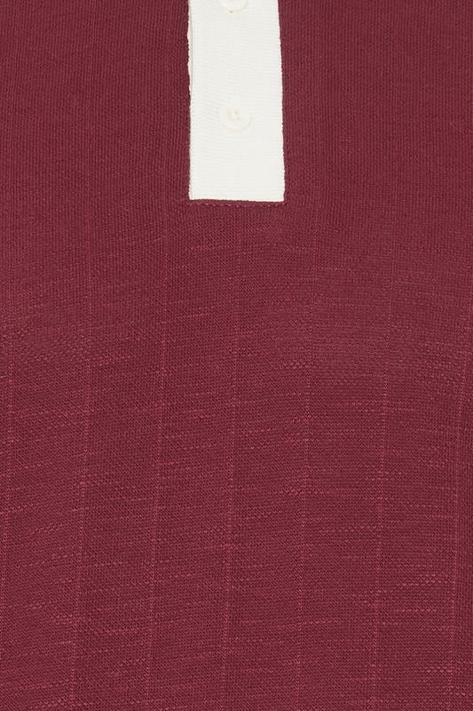 BadRhino Big & Tall Wine Red Mini Check Tipped Polo Shirt | BadRhino 7