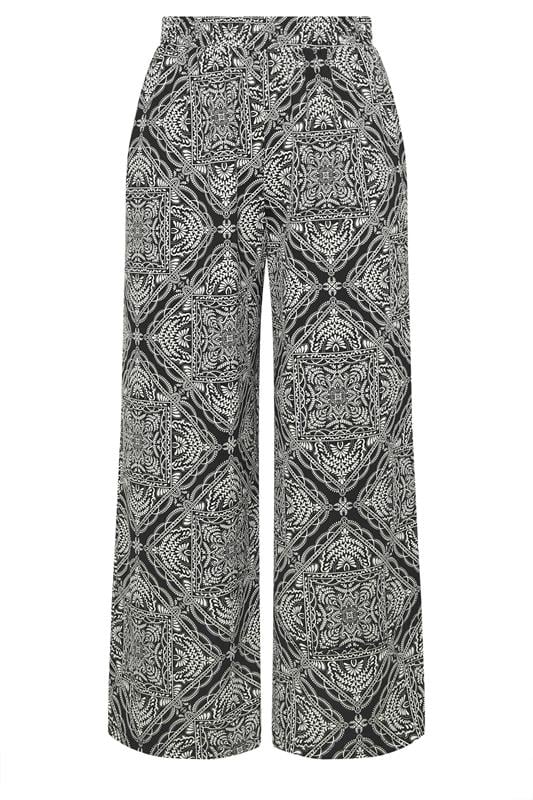 YOURS Plus Size Black Paisley Textured Wide Leg Trousers | Yours Clothing 5