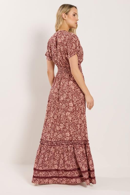 LTS Tall Women's Red & Pink Floral Textured Maxi Dress | Long Tall Sally 4