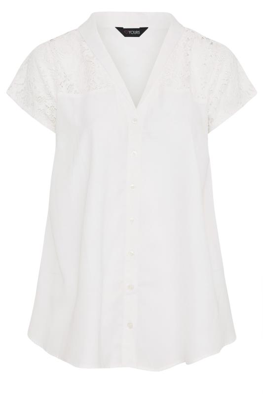 LIMITED COLLECTION Plus Size White Lace Insert Blouse | Yours Clothing 6