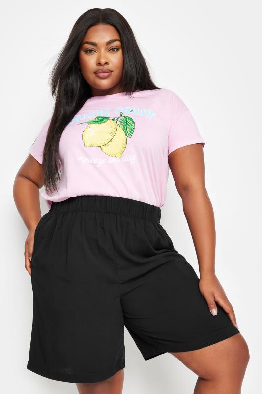 YOURS Plus Size Black Pull On Shorts | Yours Clothing 2