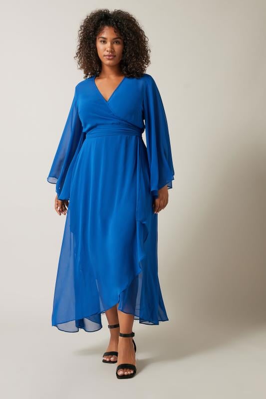 Evans Blue Wrap Maxi Dress Evans