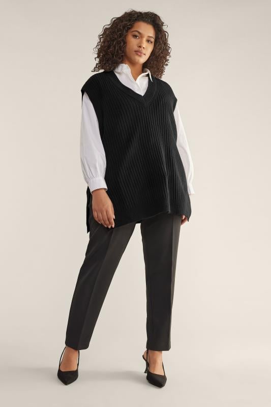 EVANS Curve Black Knitted Vest Top | Evans 4