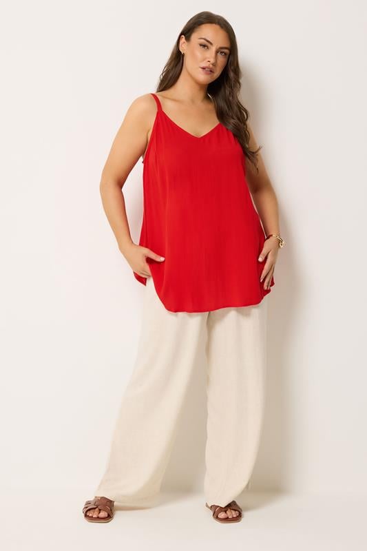 YOURS Plus Size Red Crinkle Swing Cami Top | Yours Clothing 1