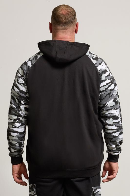 BadRhino Big & Tall Black Camo Print Zip Through Hoodie | BadRhino 2
