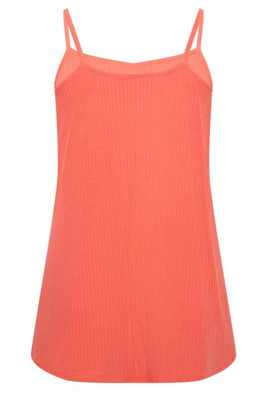 YOURS Curve Plus Size Neon Pink Ribbed Swing Cami Vest Top | Yours Clothing  7