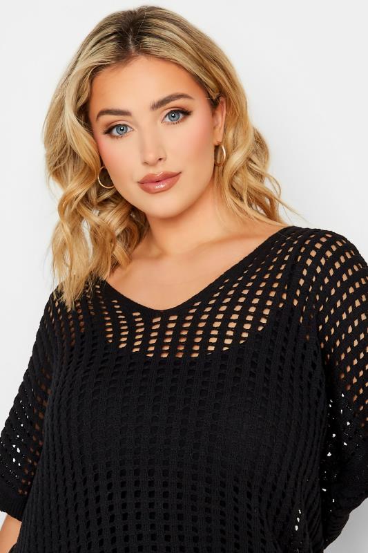 YOURS Plus Size Curve Black Crochet Top | Yours Clothing  4
