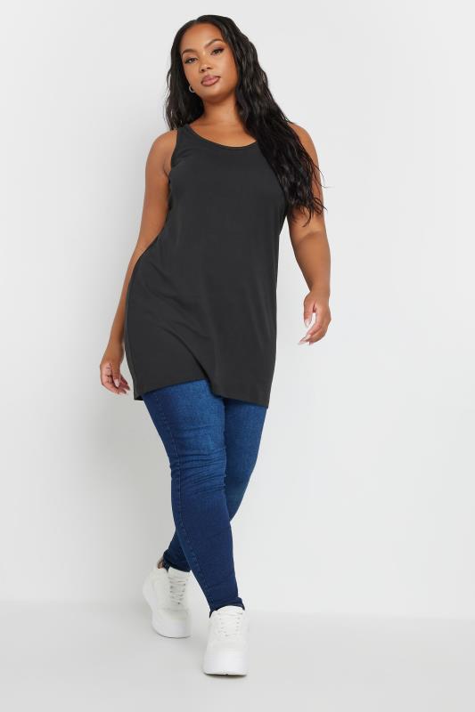 YOURS Plus Size 2 PACK Black Longline Vest Tops | Yours Clothing 3