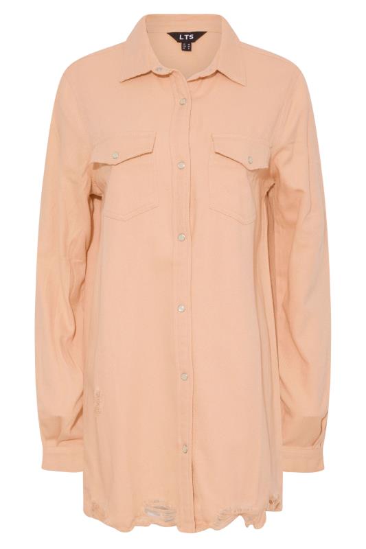 LTS Tall Women's Blush Pink Distressed Twill Shirt | Long Tall Sally 6