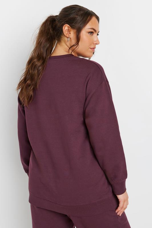 YOURS Plus Size Burgundy Red Crew Neck Sweatshirt | Yours Clothing 4