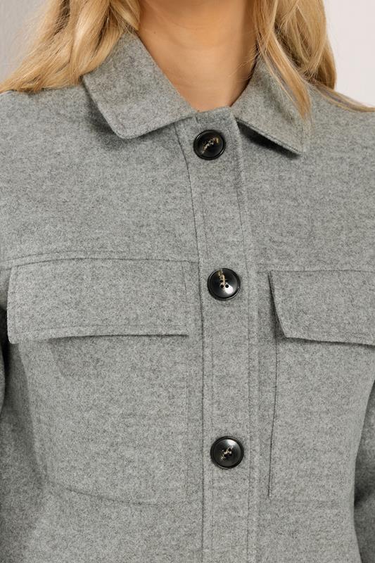 LTS Tall Grey Brushed Button Trucker Jacket | Long Tall Sally 6