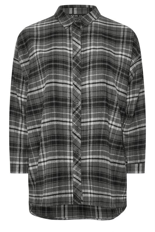 YOURS Plus Size Charcoal Grey Check Oversized Shirt | Yours Clothing  8