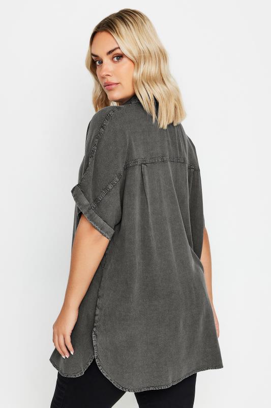 YOURS Plus Size Grey Chambray Shirt | Yours Clothing 3