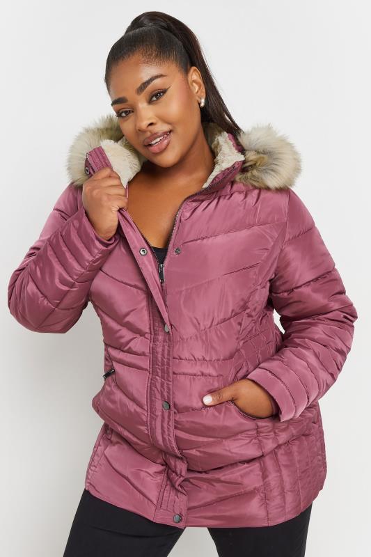 YOURS Plus Size Pink Padded Coat | Yours Clothing 1