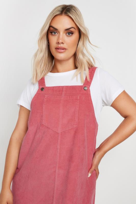 LIMITED COLLECTION Plus Size Pink Cord Pinafore Dress | Yours Clothing 4