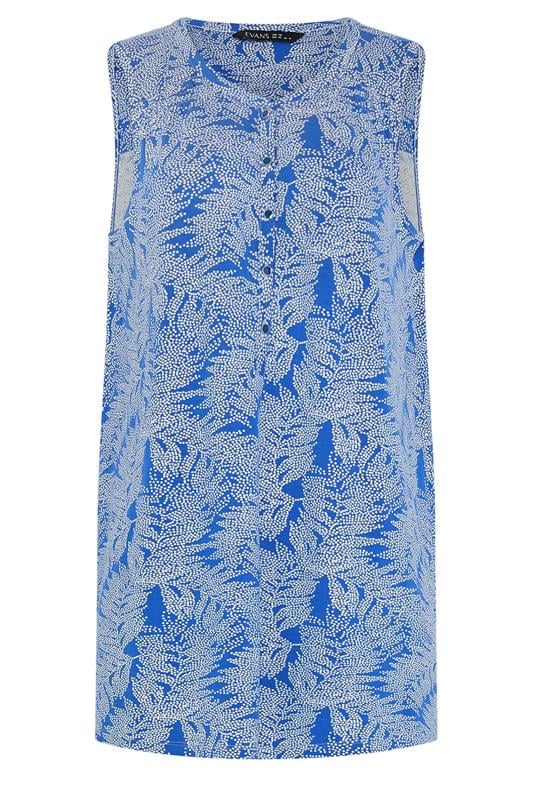 EVANS Plus Size Cobalt Blue Palm Print Vest Top | Evans 5